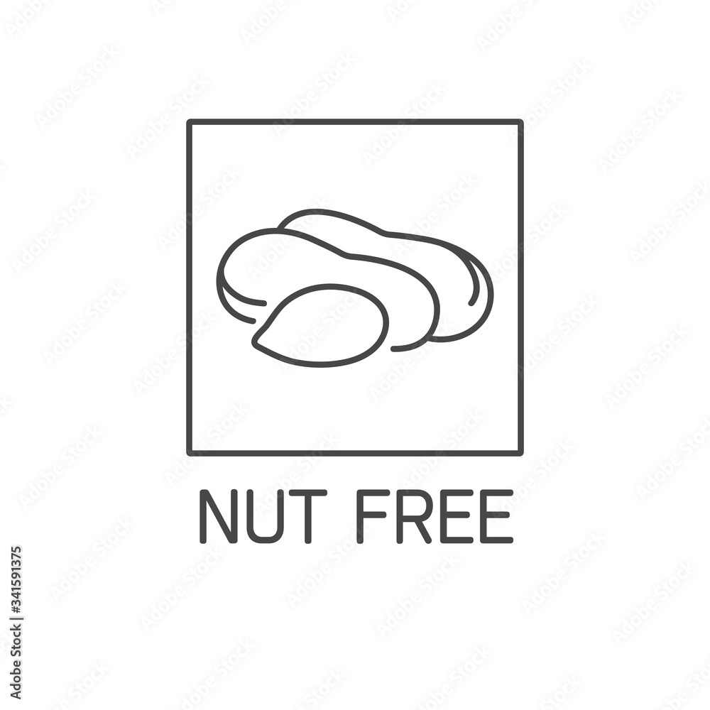 Vector logo, badge and icon for natural and organic products free from allergens ingredient. Nut free. Vector logo, badge and icon for natural and organic products free from allergens ingredient. Nut free.