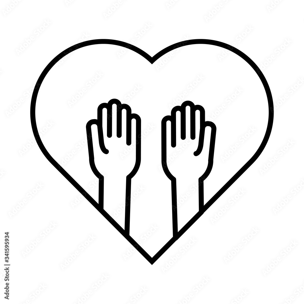Fotografie heart with hands solidarity line style
