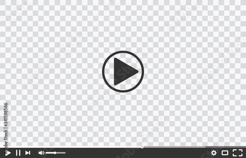 New video player window template for web or mobile apps isolated on transparent background. Flat style watching video online minimalistic page design. Vector illustration eps 10
