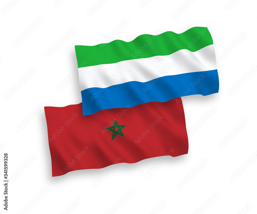 Flags of Morocco and Sierra Leone on a white background