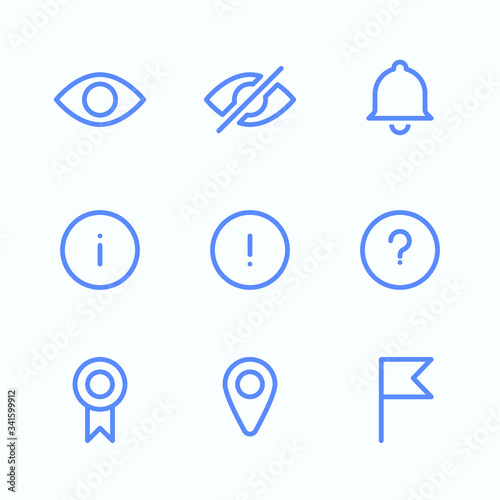 Icon set of the web and app menu. Round and thin vector illustration of the navigation bar items. 
