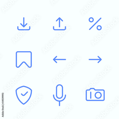 Icon set of the web and app menu. Round and thin vector illustration of the navigation bar items. 
