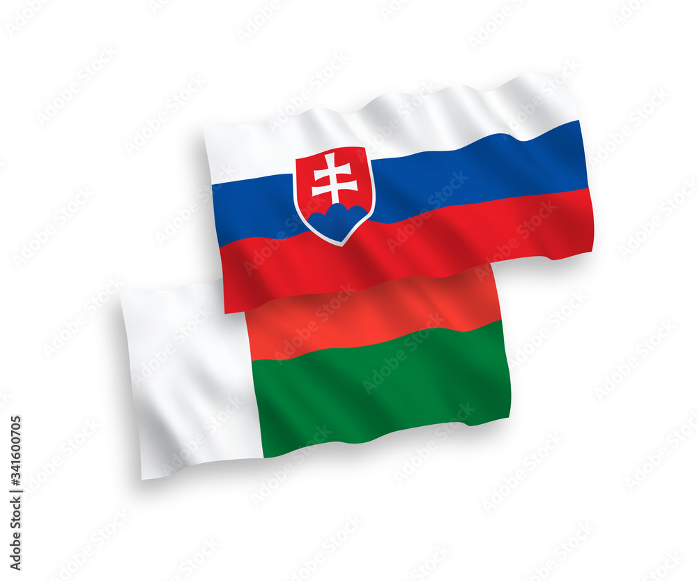 Flags of Slovakia and Madagascar on a white background