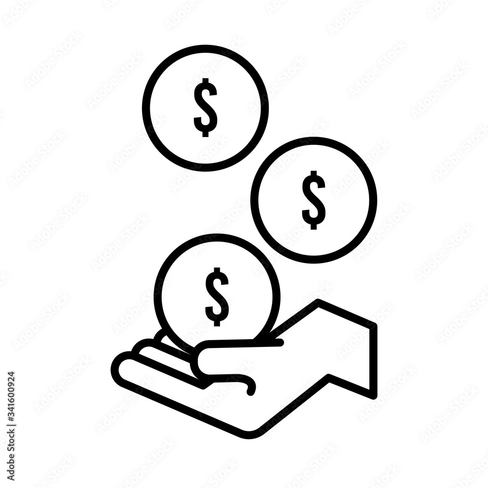 hand human lifting coins solidarity line style hand human lifting coins solidarity line style