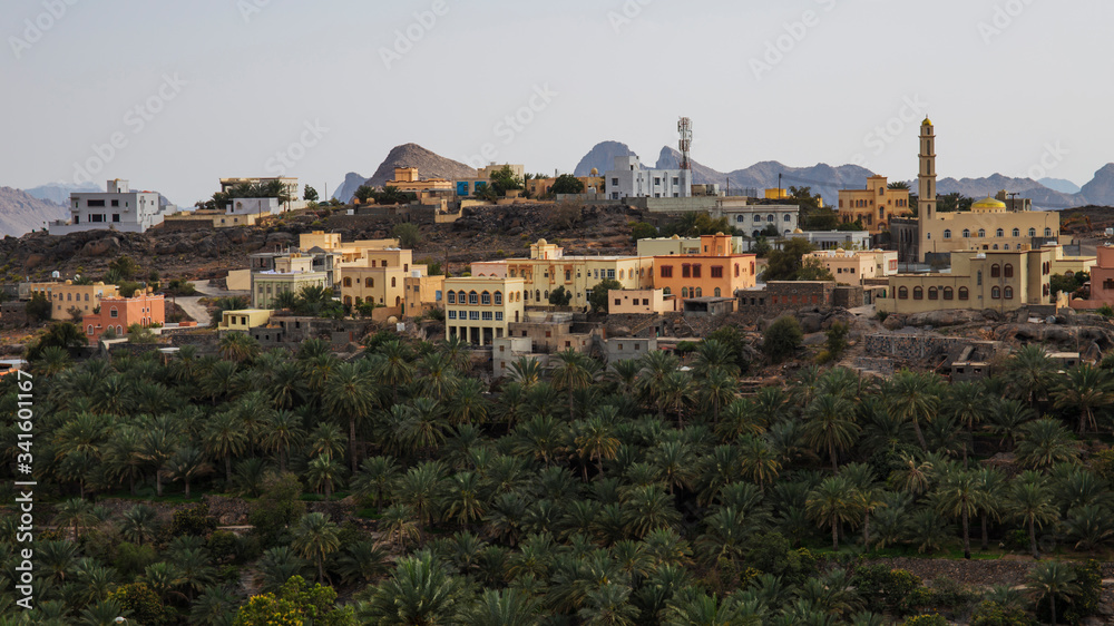 View of the Misfat Al Abriyeen village in Oman View of the Misfat Al Abriyeen village in Oman