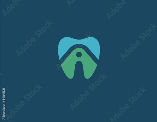 Creative logo icon tooth and home for dental clinic.