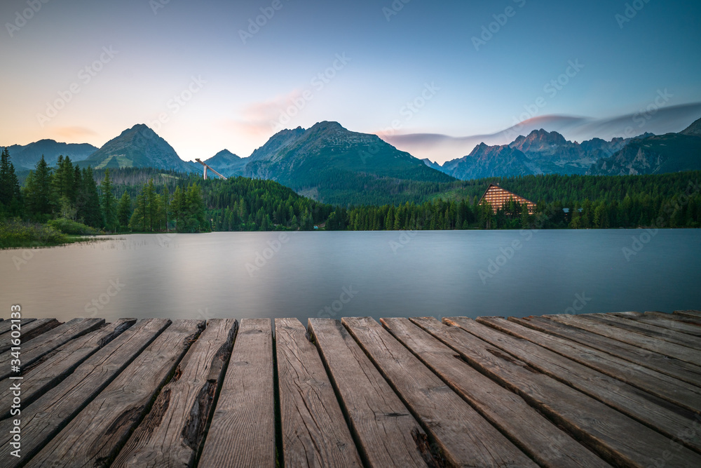 Mountain lake Strbske pleso in National Park High Tatras