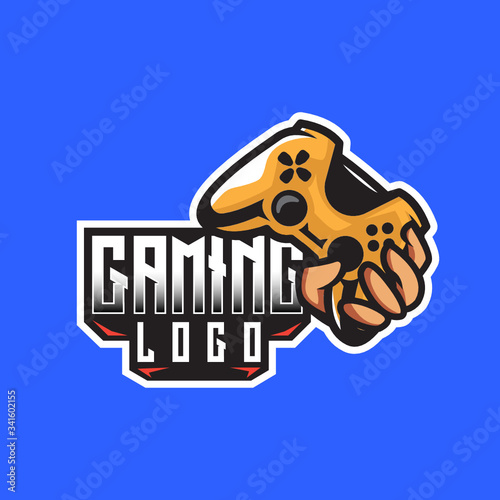 Hands, both hands, abstract hands with joystick game controller esport vector logo design template