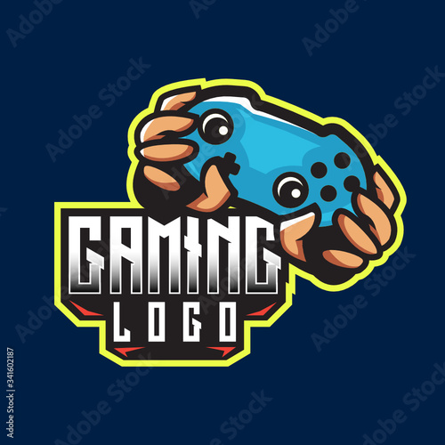 Hands  both hands  abstract hands with joystick game controller esport vector logo design template