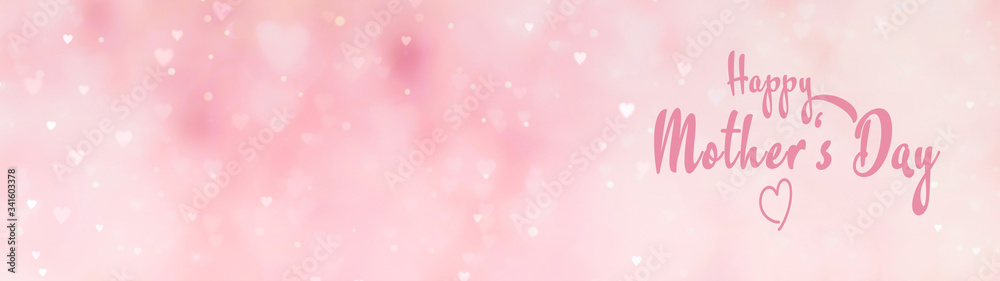 Mother's Day background - abstract banner with hearts and text - greeting card
