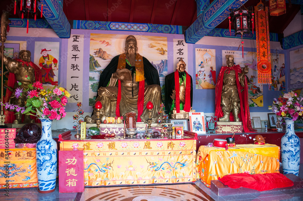 China, Heihe, July 2019: Taoist temple outside the city in Heihe in the summer