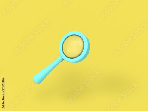 3d illustratiom search online magnifying glass , find and discover concept. minimalism. rendering3D style