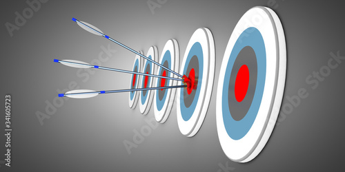 arrows and target. success business concept . 3d illustration