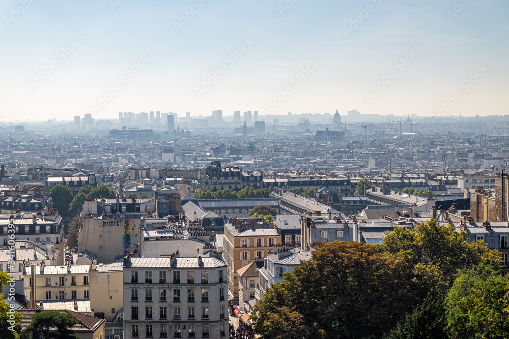 The Basilique du Sacre Coeur de Montmartre view in Paris, France