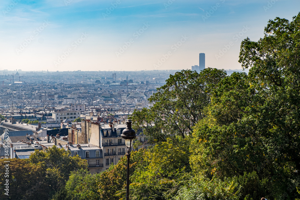 The Basilique du Sacre Coeur de Montmartre view in Paris, France