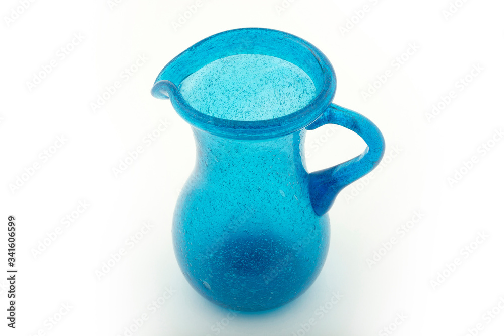 decorative blue glass jug old