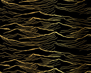 Handdoek met foto Zwart goud patronen Japans golvend patroon zwart goud  © CharlieNati