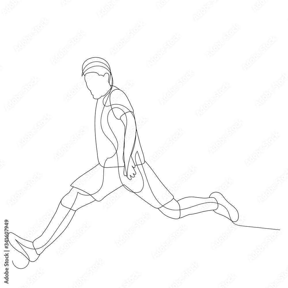 Fototapeta premium vector, on a white background, a single continuous line drawing of a man running