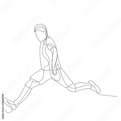vector, on a white background, a single continuous line drawing of a man running © zolotons