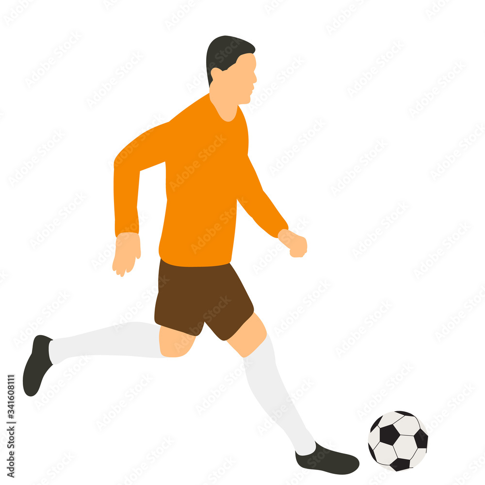 flat style soccer player with a ball