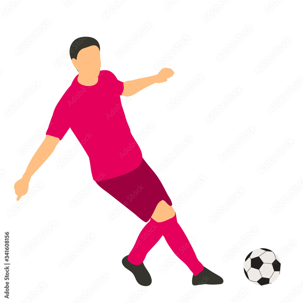 flat style soccer player with a ball