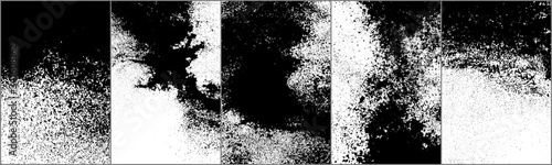 Set of grunge background black and white. Dark texture dirty. Rust effect. Distressed overlay texture of cracked. Halftone vector illustration, Eps 10.