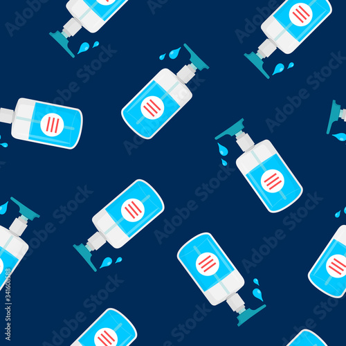 Sanitizer hygiene disinfection seamless pattern.