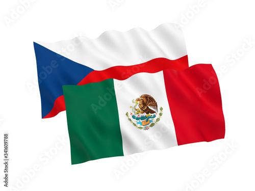 Flags of Czech Republic and Mexico on a white background