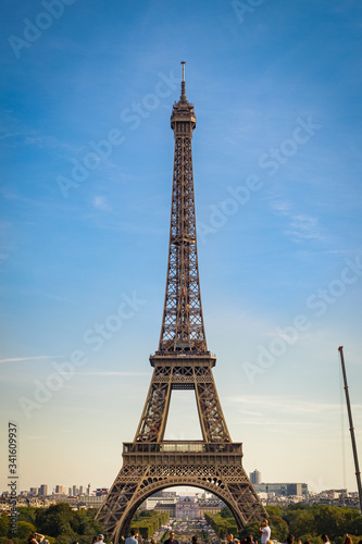 Eiffel Tower seen from Jardins du Trocadero in Paris, France