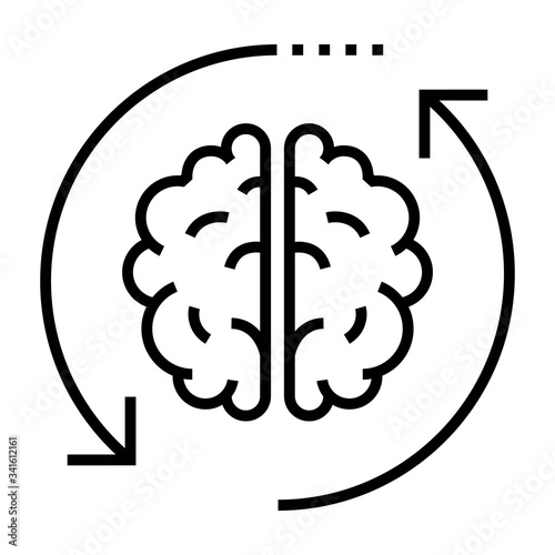 Creative cycle icon. Line icon design. Brain symbol.