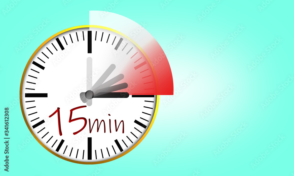 Clock face with fifteen minutes timer Clock face with fifteen minutes timer