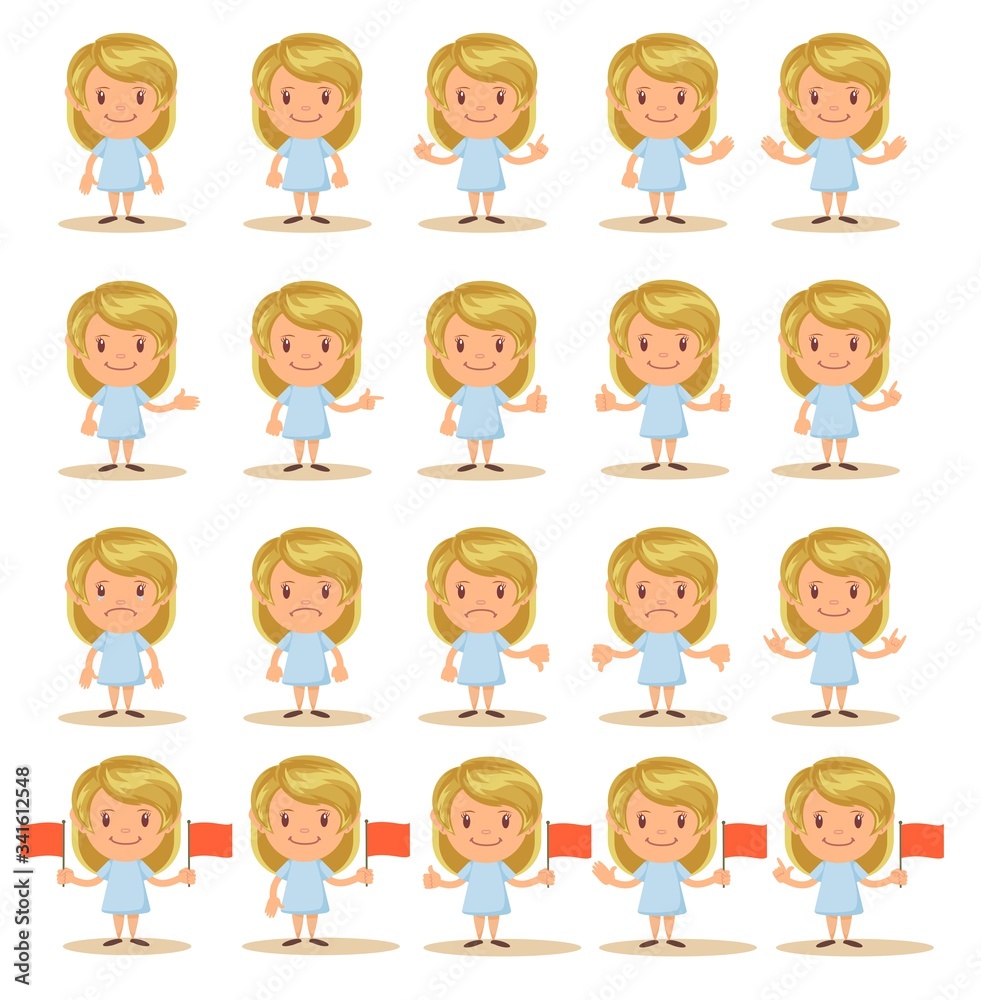 The cute girl. Vector flat design illustration. The cute girl. Vector flat design illustration.