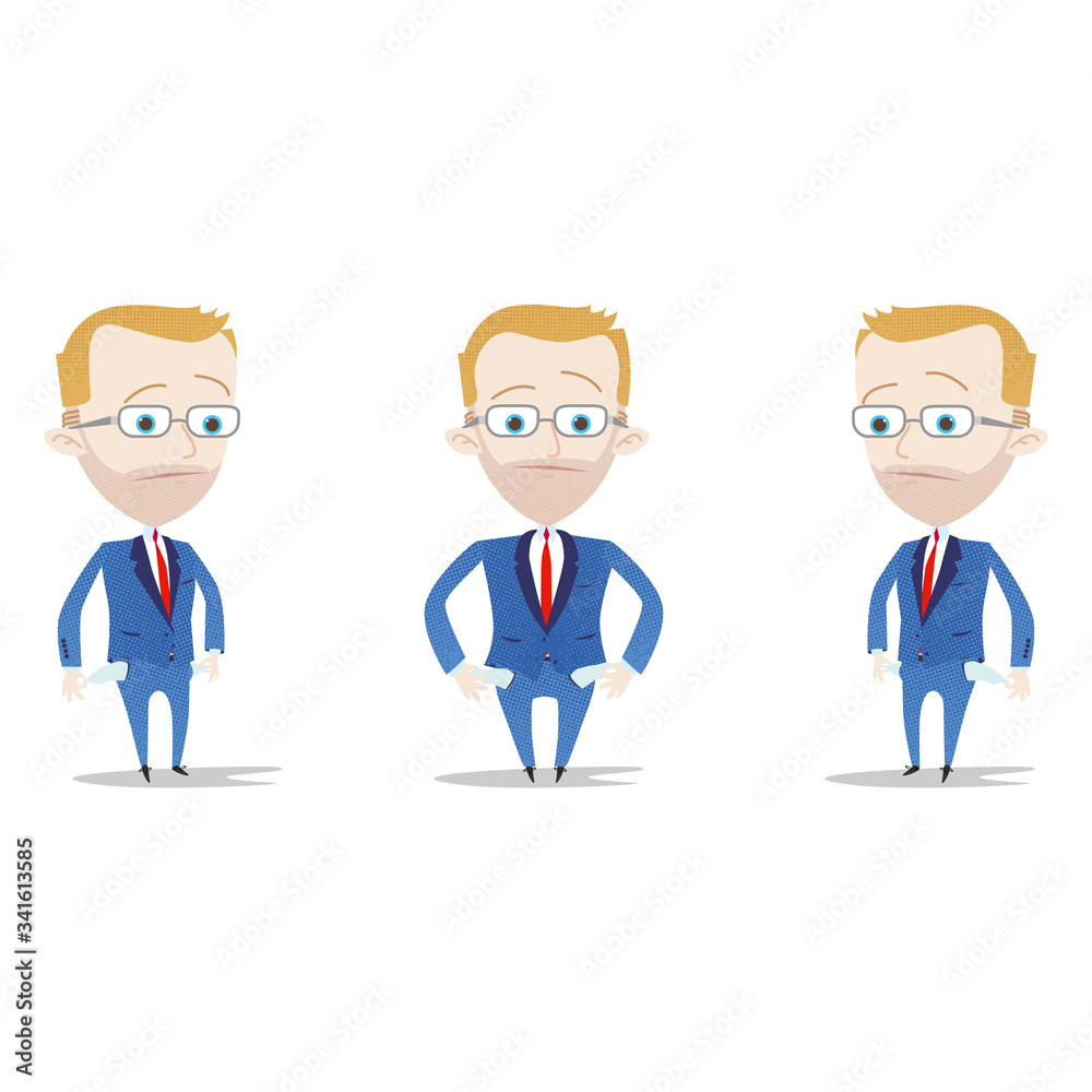 Sad businessman showing empty pockets Sad businessman showing empty pockets