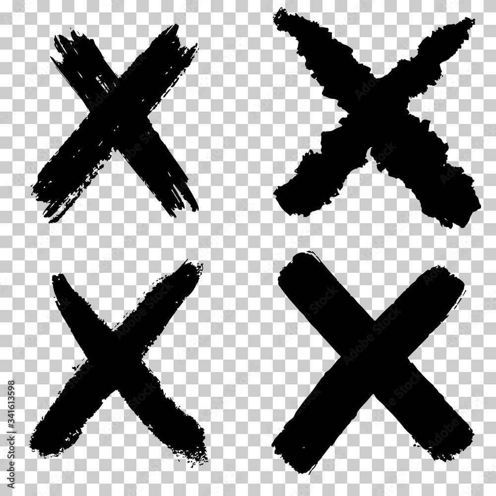 Obraz premium set of hand drawn X Marks isolated on white background. Two Crossed Vector Brush Strokes.sketch check marks.