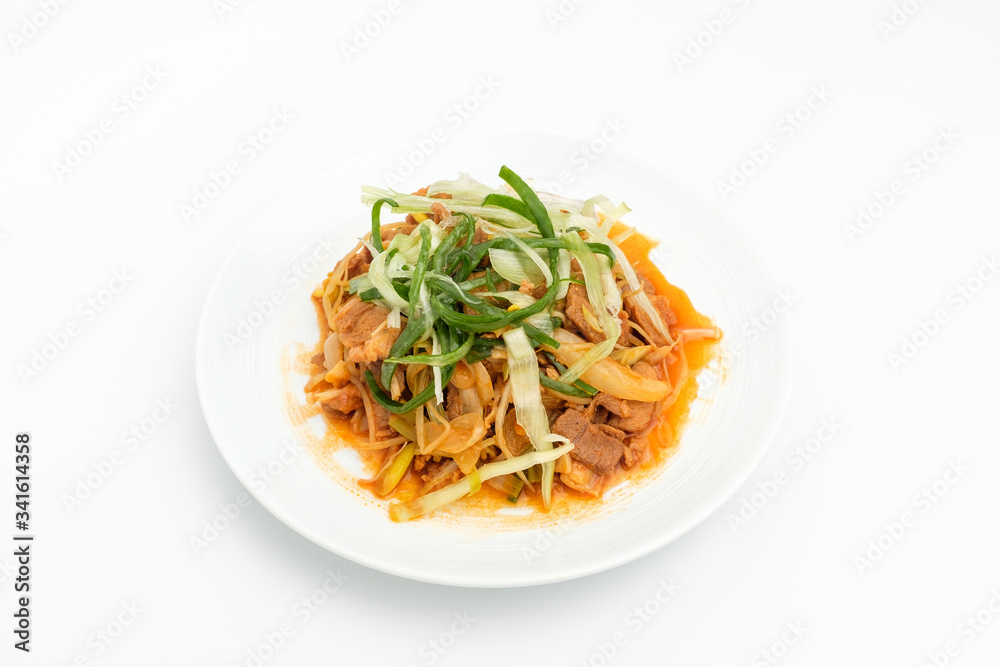 Gochujang bulgogi on white background