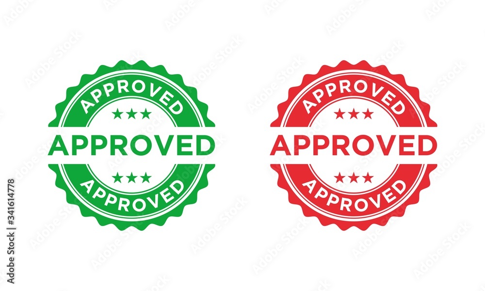 Obraz premium Approved stamp, label, sticker or stick flat vector icon