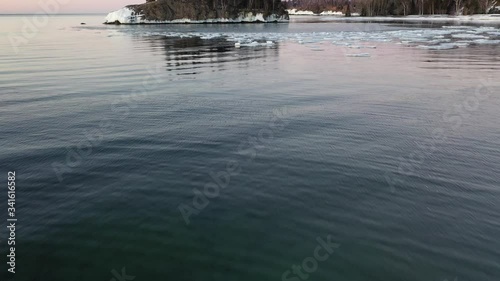 Calm Lake Superior in winter photo