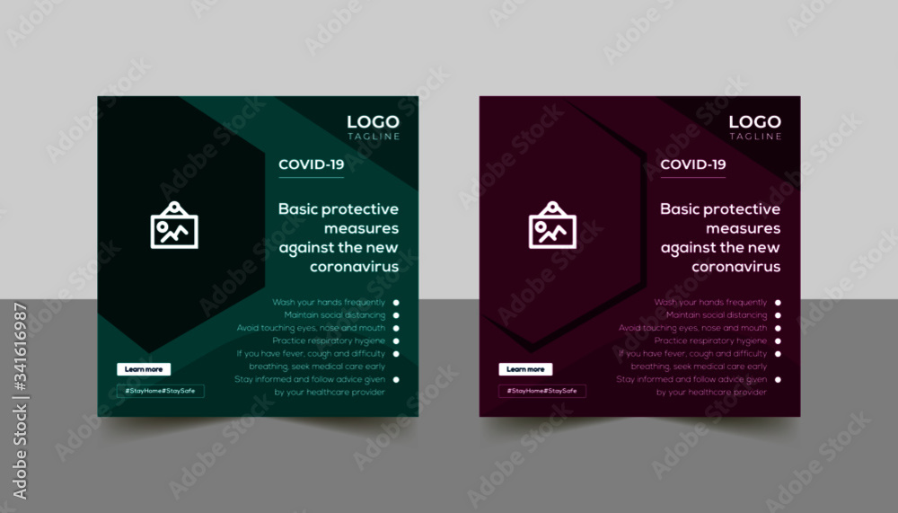Corporate healthcare and medical social banner template, Covid-19 or Coronavirus concept