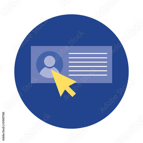mouse arrow with account profile block and flat style