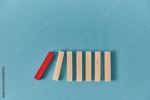 Beginning of end. Start of falling domino blocks, copy space. Financial difficulties. Total collapse. Domino effect