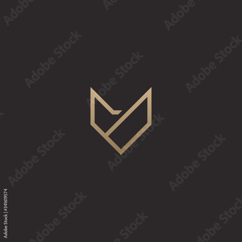 Abstract luxury wolf head logo design template