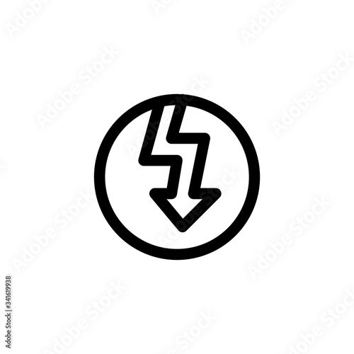 Thunderbolt Icon, isolated on white. User Interface Outline Icon. 