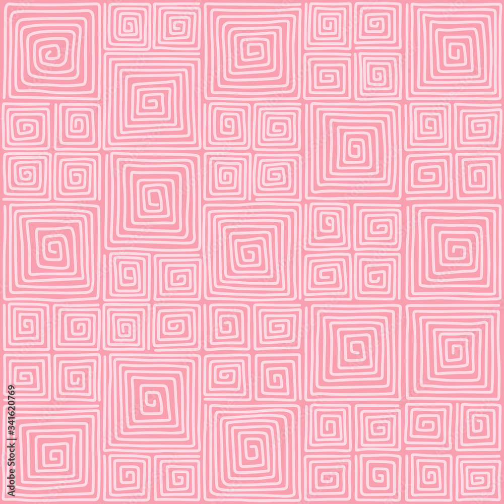 Pink and white, optical squares seamless pattern. Hand draw, stock illustration. Pink and white, optical squares seamless pattern. Hand draw, stock illustration.