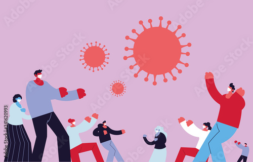 people with medical mask, fight against coronavirus