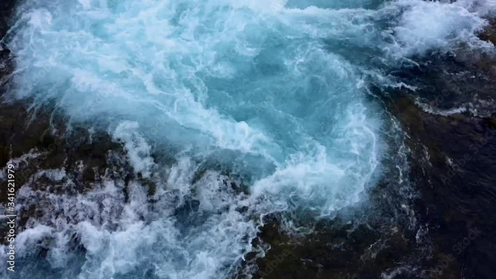 High angle view of beautiful Bruarfoss waterfall on Bruara river in Iceland