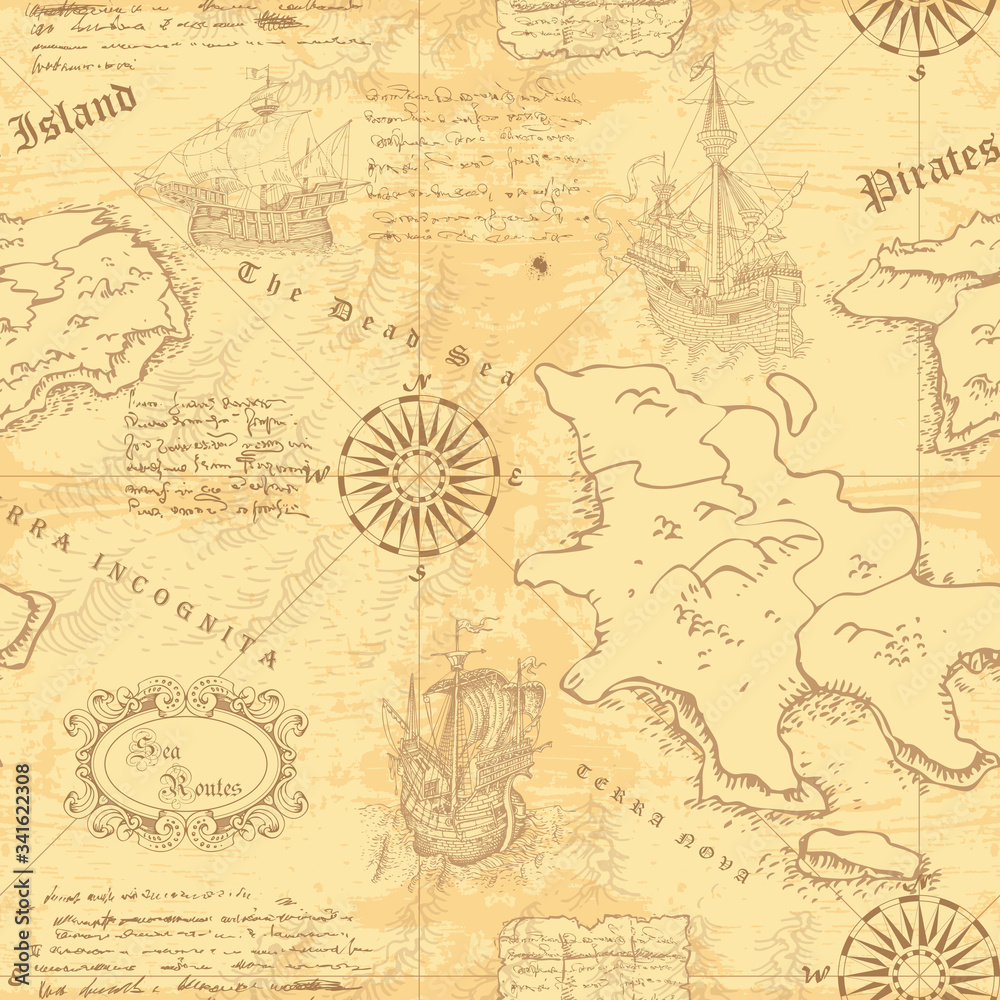 vector image of ancient nautical chart of sea routes of medieval ships
vector image of ancient nautical chart of sea routes of medieval ships