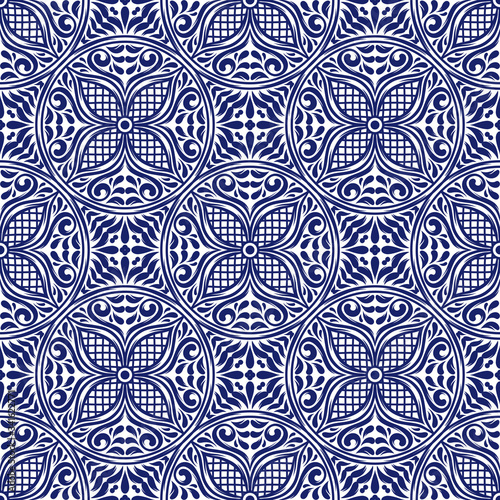 Italian ceramic tile pattern. Mediterranean porcelain pottery.