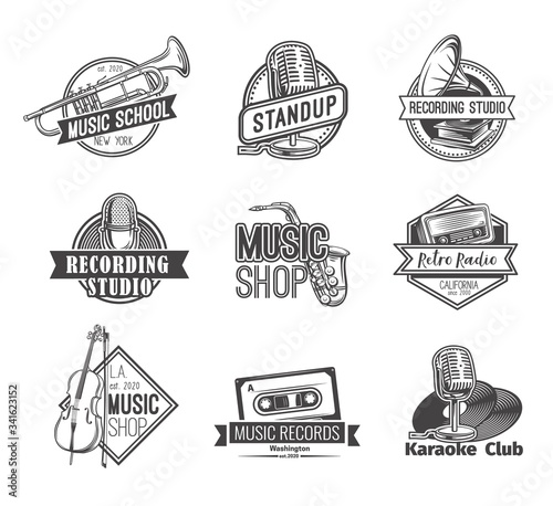 Retro music emblem