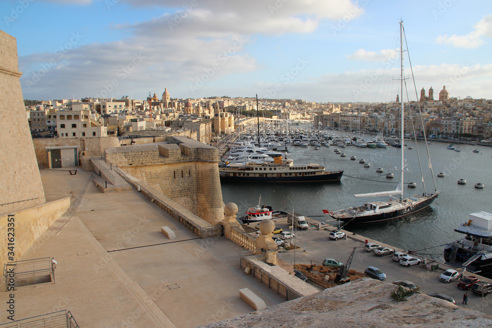 marina and saint angel fort in vittoriosa (malta)
