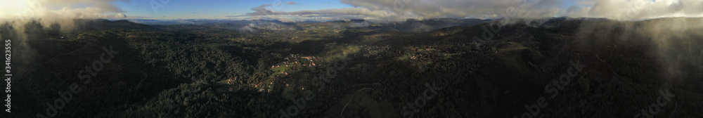 Aerial view in landscape of Pontevedra. Covelos. Galicia,Spain.Drone Photo